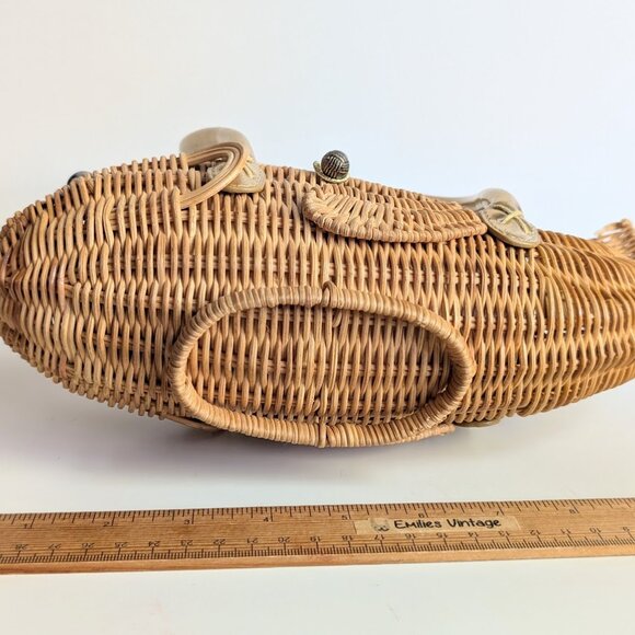 Vintage Cappelli Fish Shaped Wicker Purse - Picture 11 of 13